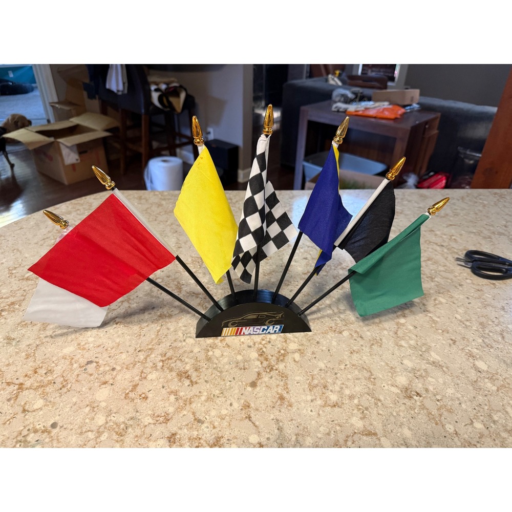 NASCAR Desk Flag Set Racing Signal Flags with Base Collectible Memorabilia